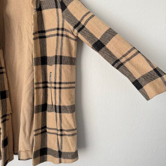 Stradivarius Women's Brown Plaid Cardigan Jacket Size Large Two Tone Sweater - Picture 6 of 13